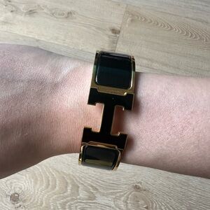 Hermes Clic Clac H Noir Bracelet Yellow Gold Plated Black H Size GM w/ dust bag